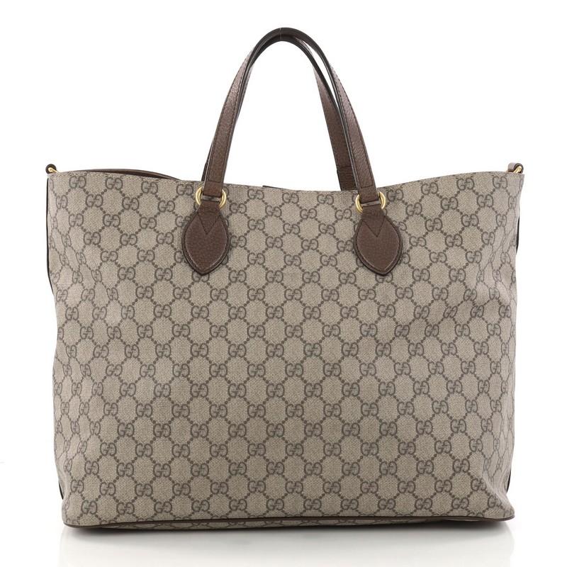 Gucci Convertible Courrier Soft Open Tote GG Coated Canvas with Applique Large In Good Condition In NY, NY