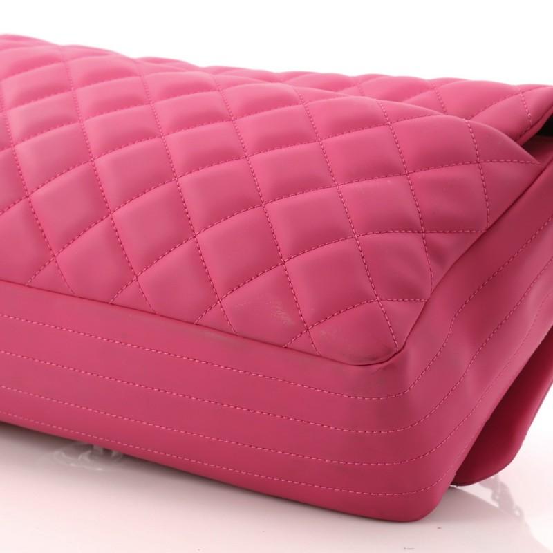 Pink Chanel Coco Rain Flap Bag Quilted Rubber Jumbo