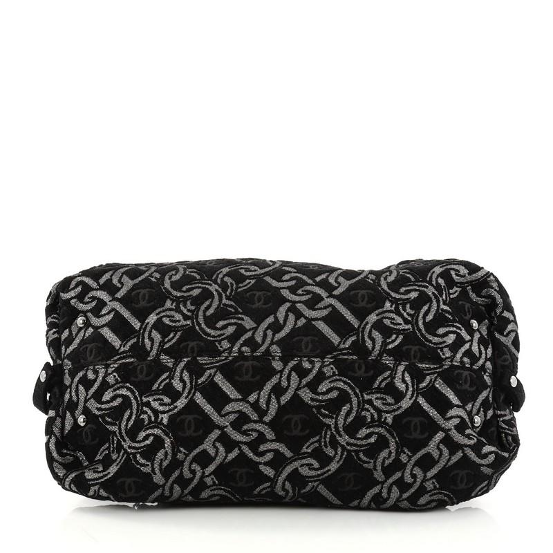 Women's or Men's Chanel Zip Bowler Bag Chain Print Tweed Large