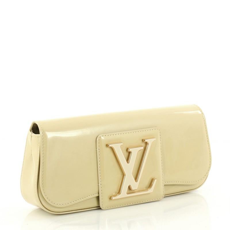 Beige Louis Vuitton Sobe Clutch Patent