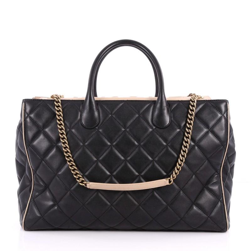 Chanel Portobello Logo Tote Quilted Lambskin Large In Good Condition In NY, NY