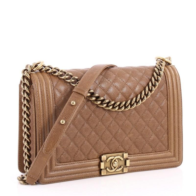 Brown Chanel Boy Flap Bag Quilted Caviar New Medium