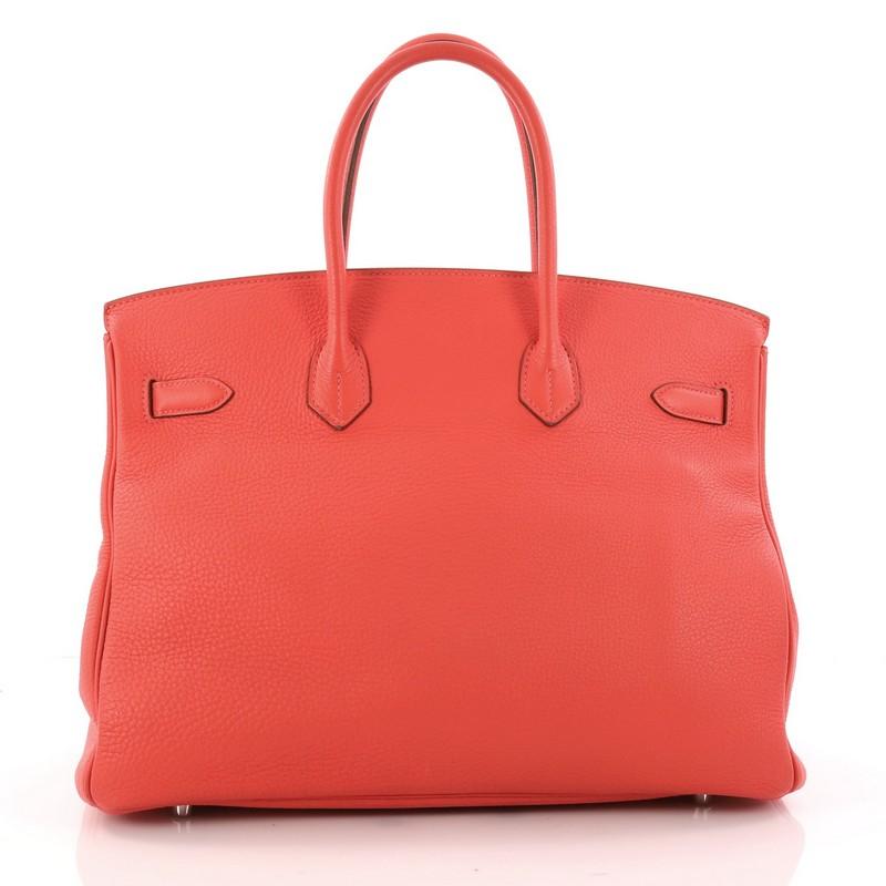 Women's or Men's Hermes Birkin Handbag Bougainvillia Red Clemence with Palladium Hardware 35 