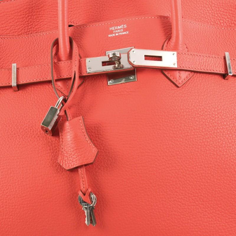 Hermes Birkin Handbag Bougainvillia Red Clemence with Palladium Hardware 35  2