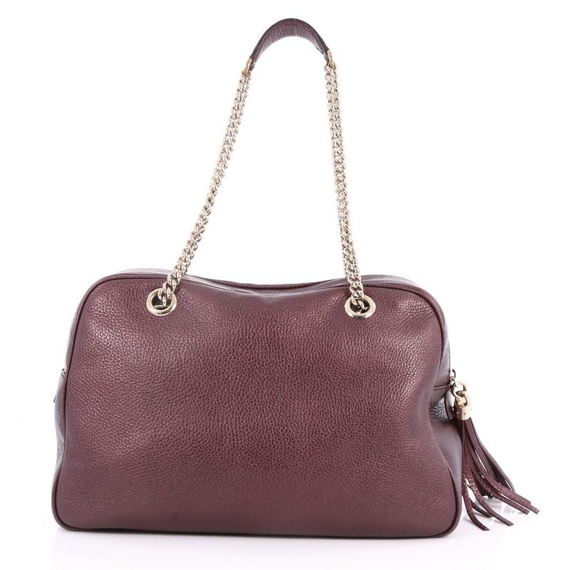 Brown Gucci Soho Chain Zipped Shoulder Bag Leather Medium