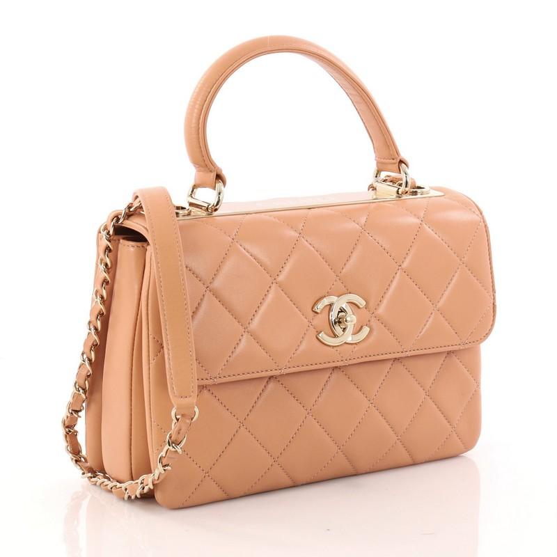 CHANEL Lambskin Quilted Small Trendy CC Dual Handle Flap Bag Beige 159599   FASHIONPHILE