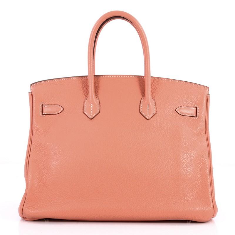 Hermes Birkin Handbag Crevette Pink Clemence with Palladium Hardware 35 In Good Condition In NY, NY