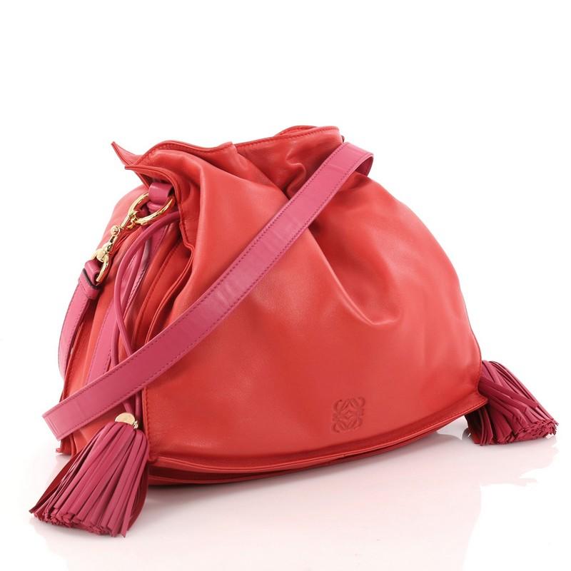 Red Loewe Flamenco Bag Leather Medium