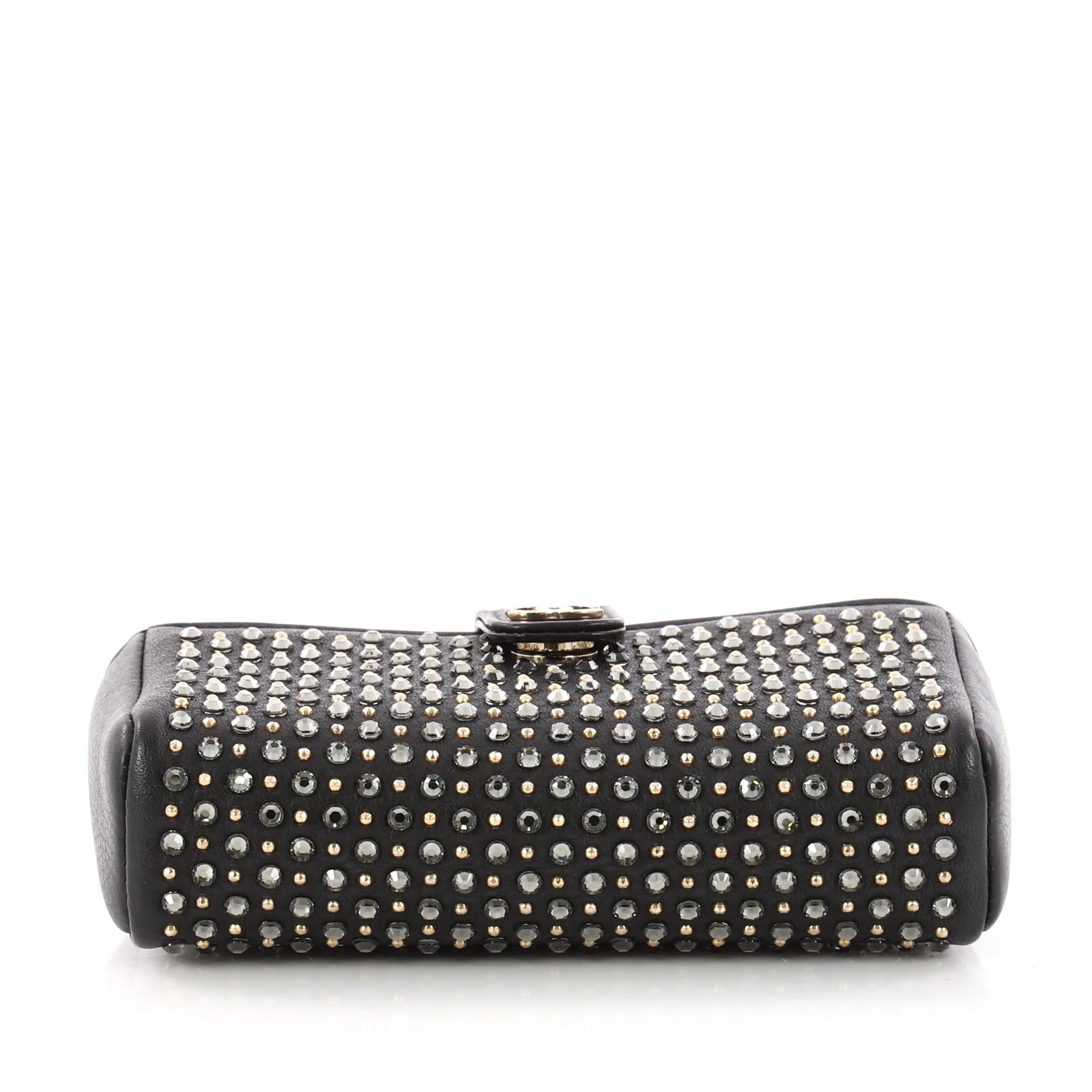 Women's Chanel Chain Phone Holder Crossbody Bag Swarovski Embellished Leather Mini