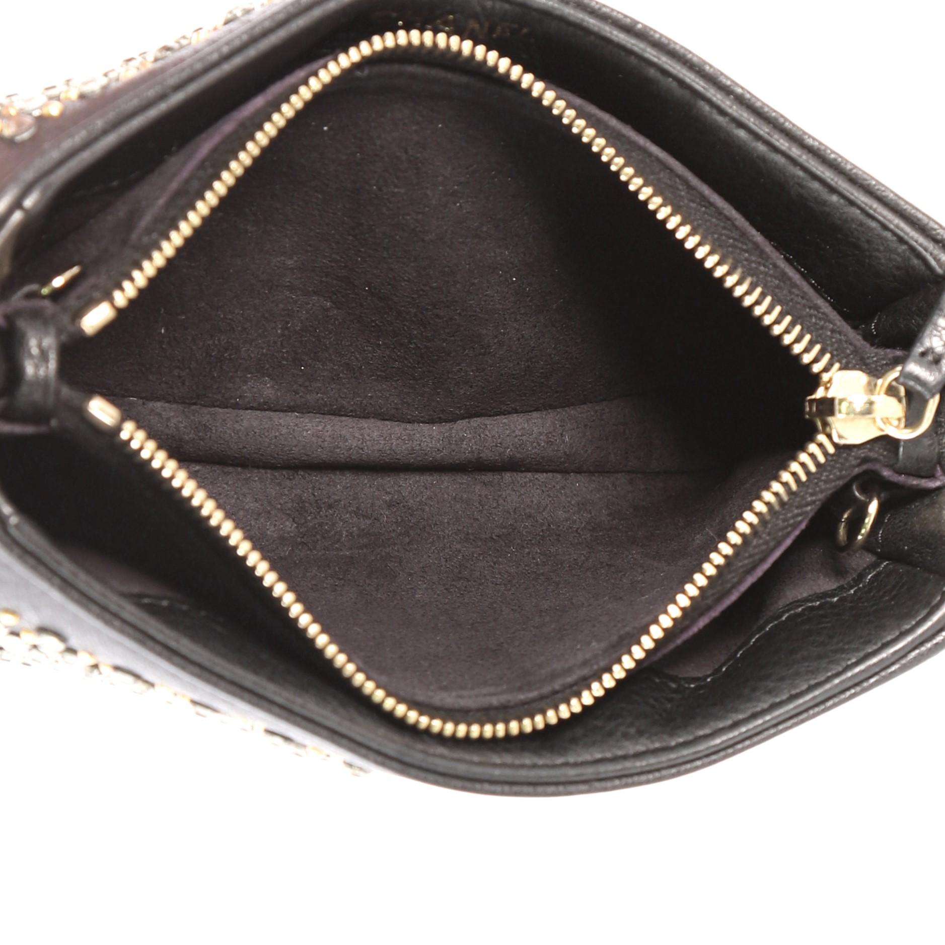 Chanel Chain Phone Holder Crossbody Bag Swarovski Embellished Leather Mini 1