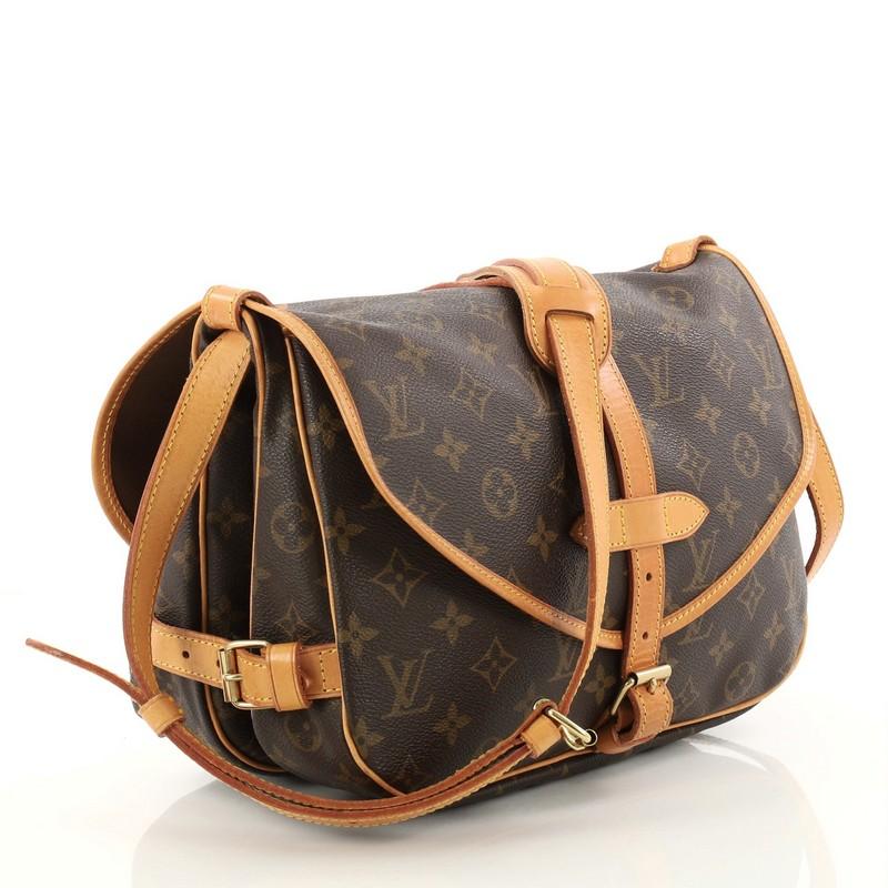 Brown Louis Vuitton Saumur Handbag Monogram Canvas PM