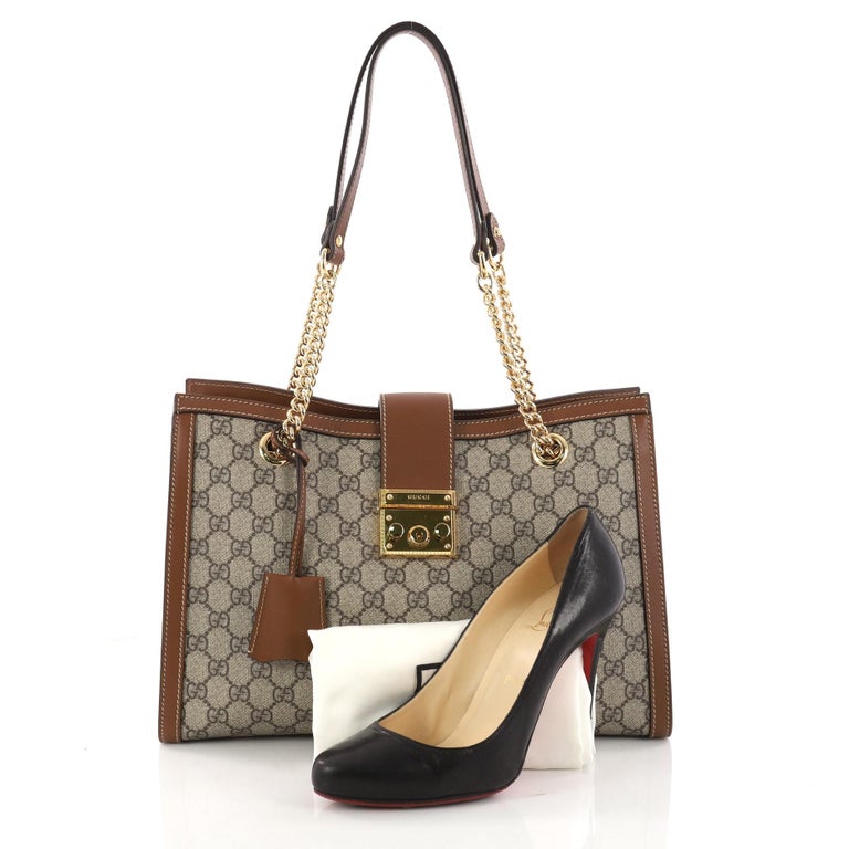 Gucci Padlock Chain Tote GG Coated Canvas Medium at 1stDibs