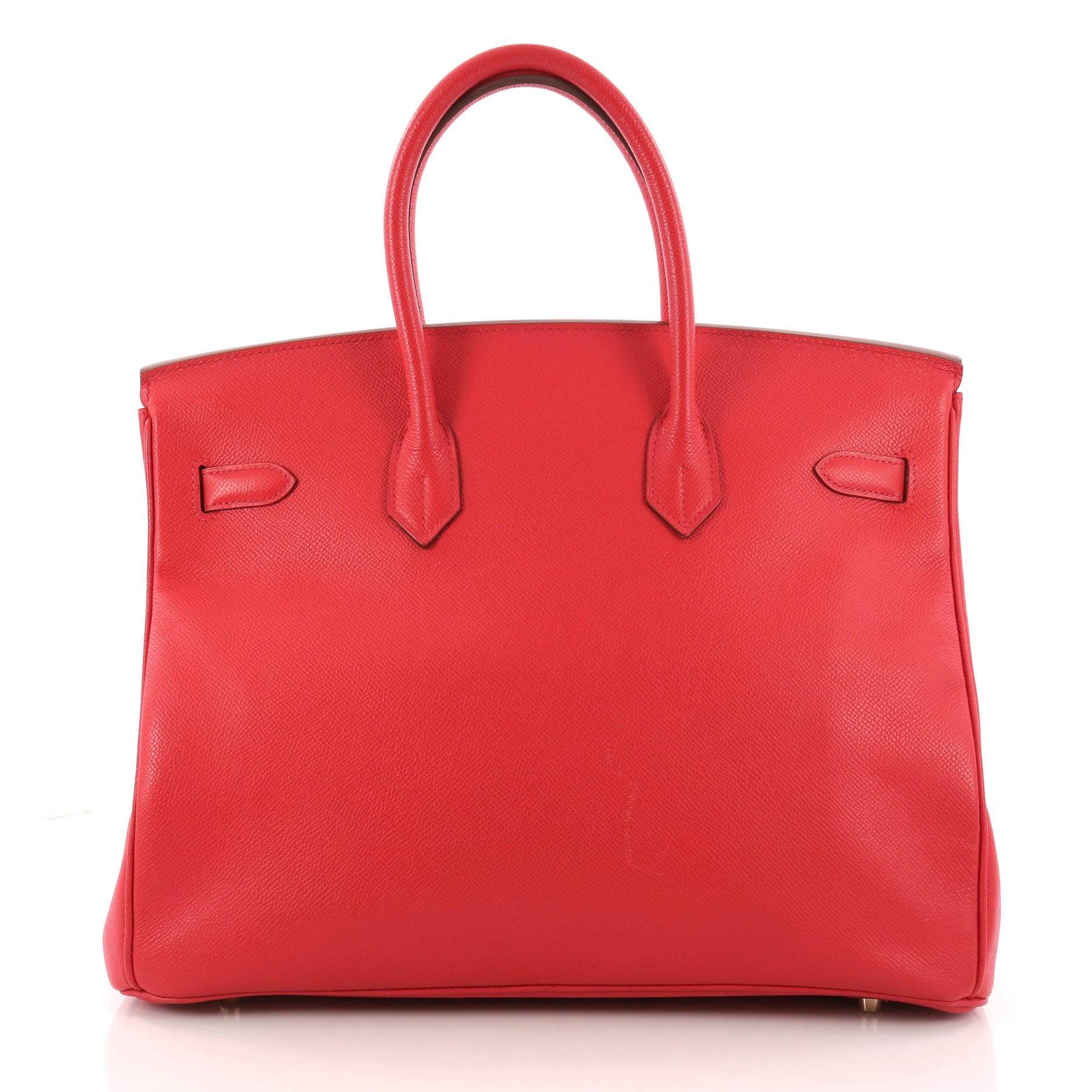 Hermes Birkin Handbag Rouge Vif Epsom with Gold Hardware 35 In Good Condition In NY, NY