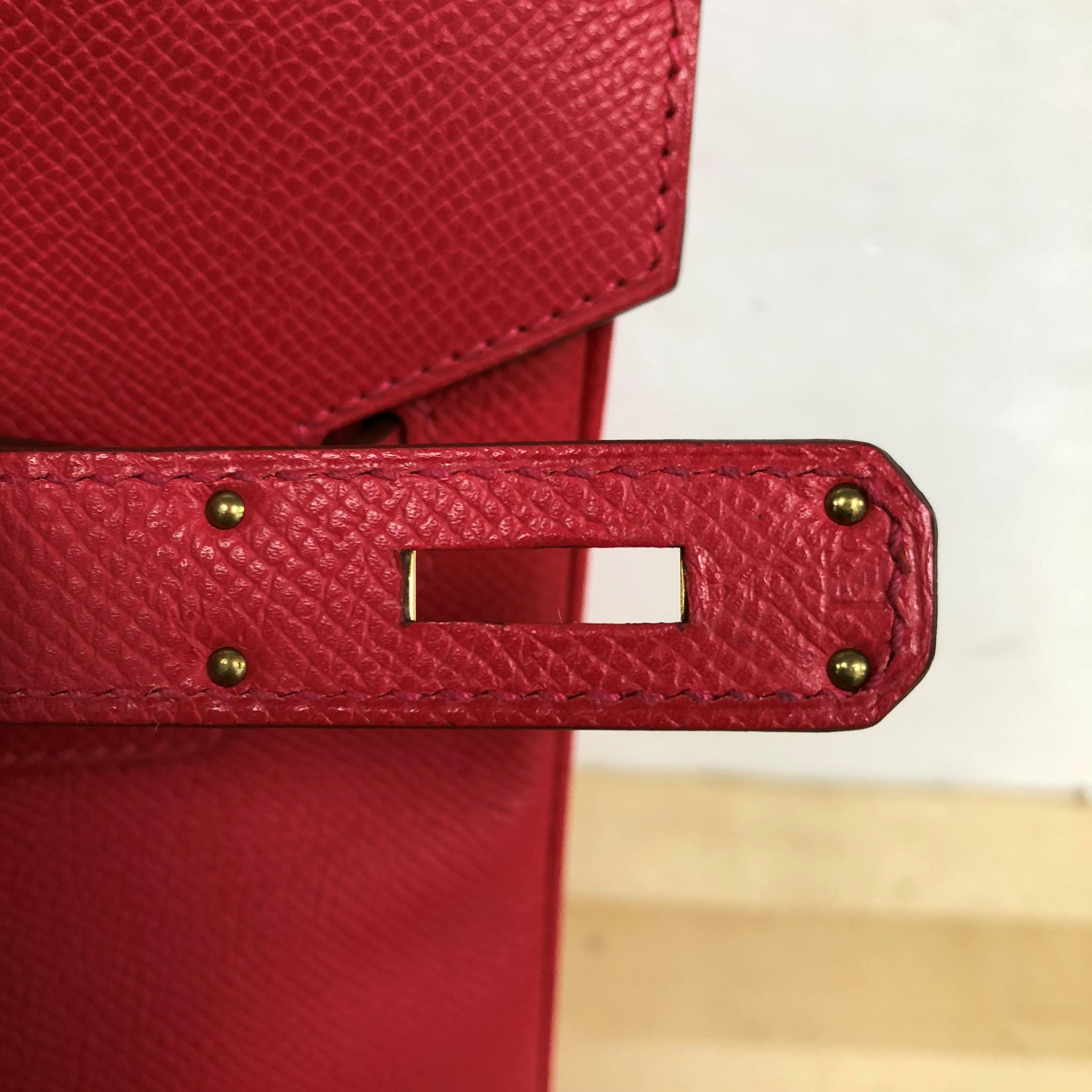 Hermes Birkin Handbag Rouge Vif Epsom with Gold Hardware 35 4