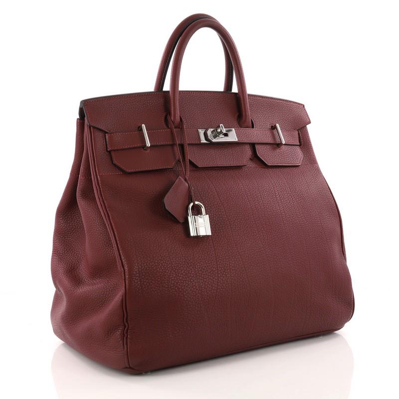 Hermes Birkin HAC Handbag Rouge H Fjord with Palladium Hardware 40  In Good Condition In NY, NY