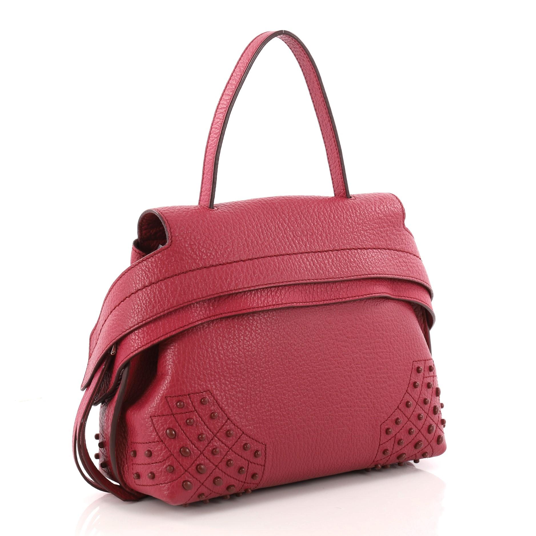 Pink Tod's Studded Convertible Wave Bag Leather Mini