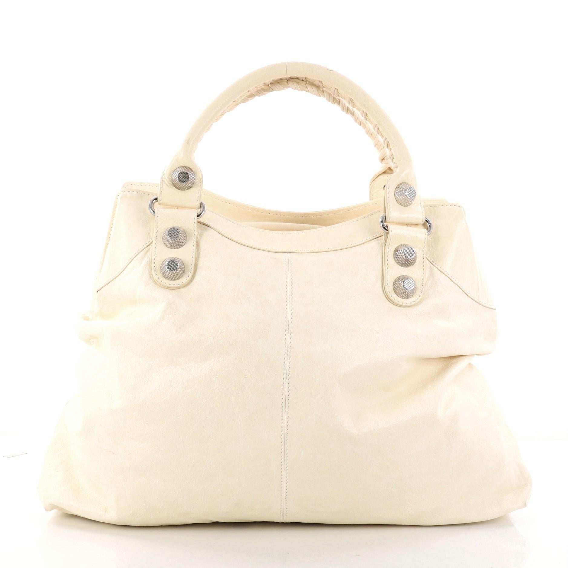 Balenciaga Brief Giant Studs Handbag Leather  In Good Condition In NY, NY
