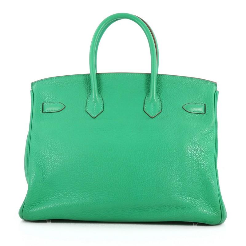 Hermes Birkin Handbag Menthe Clemence with Palladium Hardware 35  In Good Condition In NY, NY