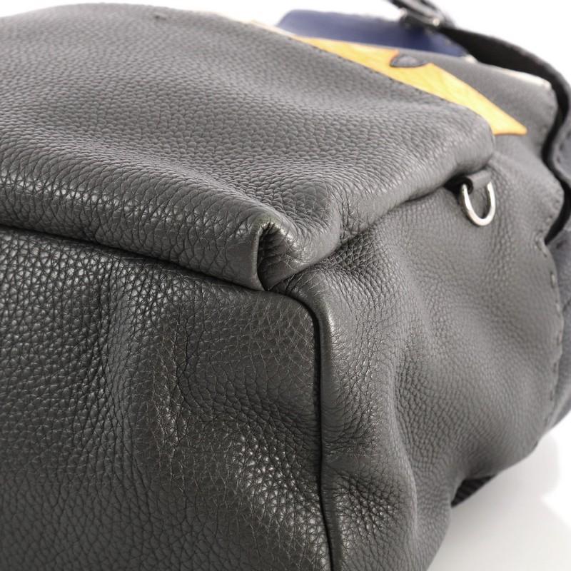 Black Fendi Selleria Monster Backpack Leather and Fur Medium