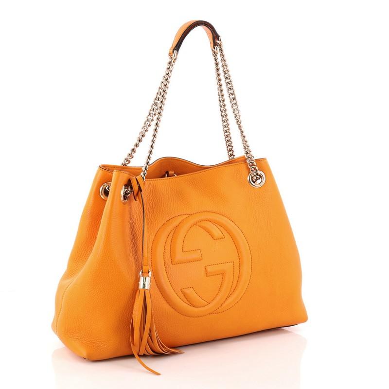 Orange Gucci Soho Chain Strap Shoulder Bag Leather Medium