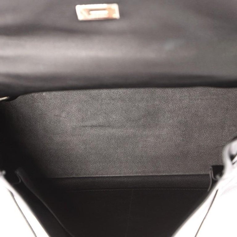 Hermes Kelly Handbag Black Swift with Palladium Hardware 35 For Sale at ...
