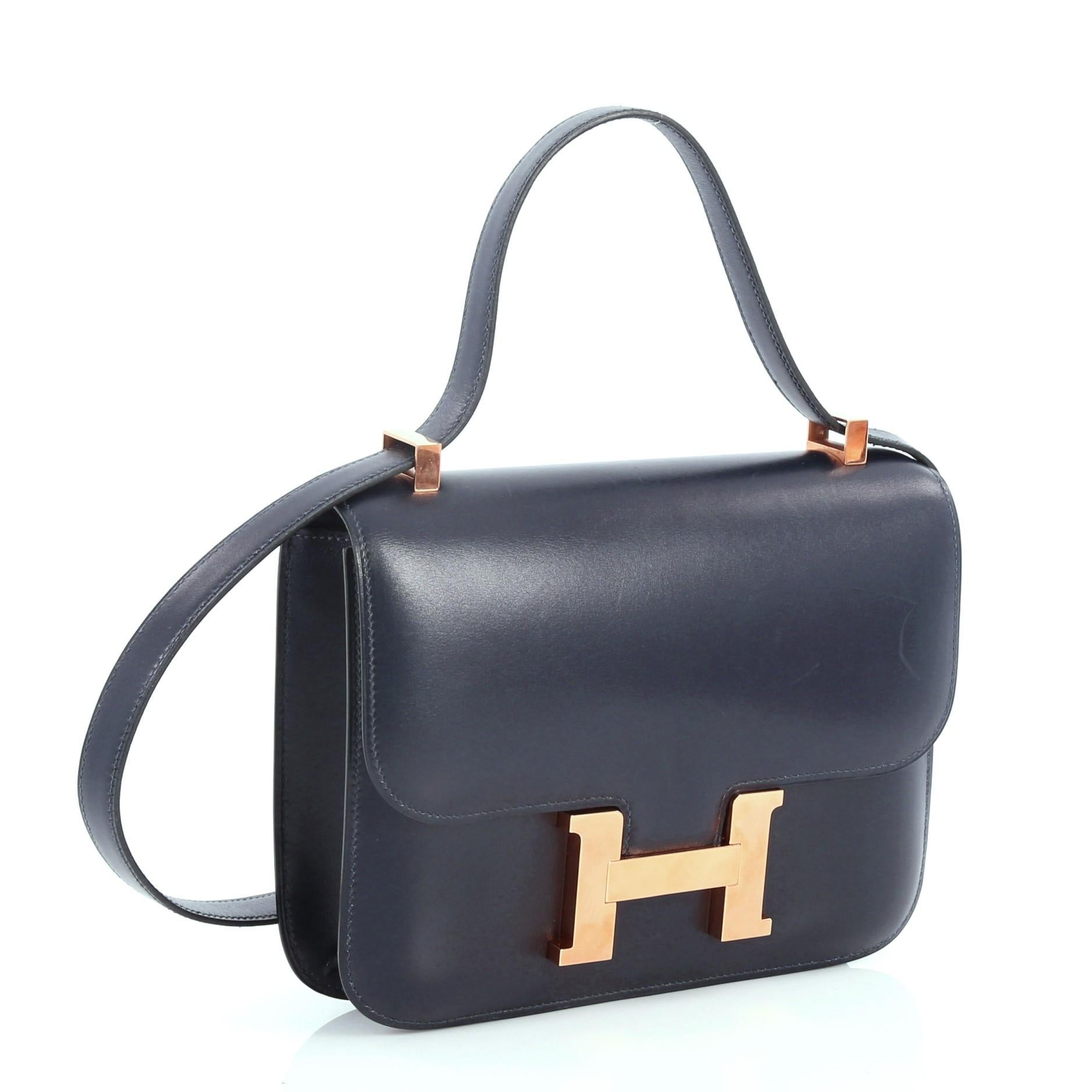 Black Hermes Constance Handbag Box Calf 23
