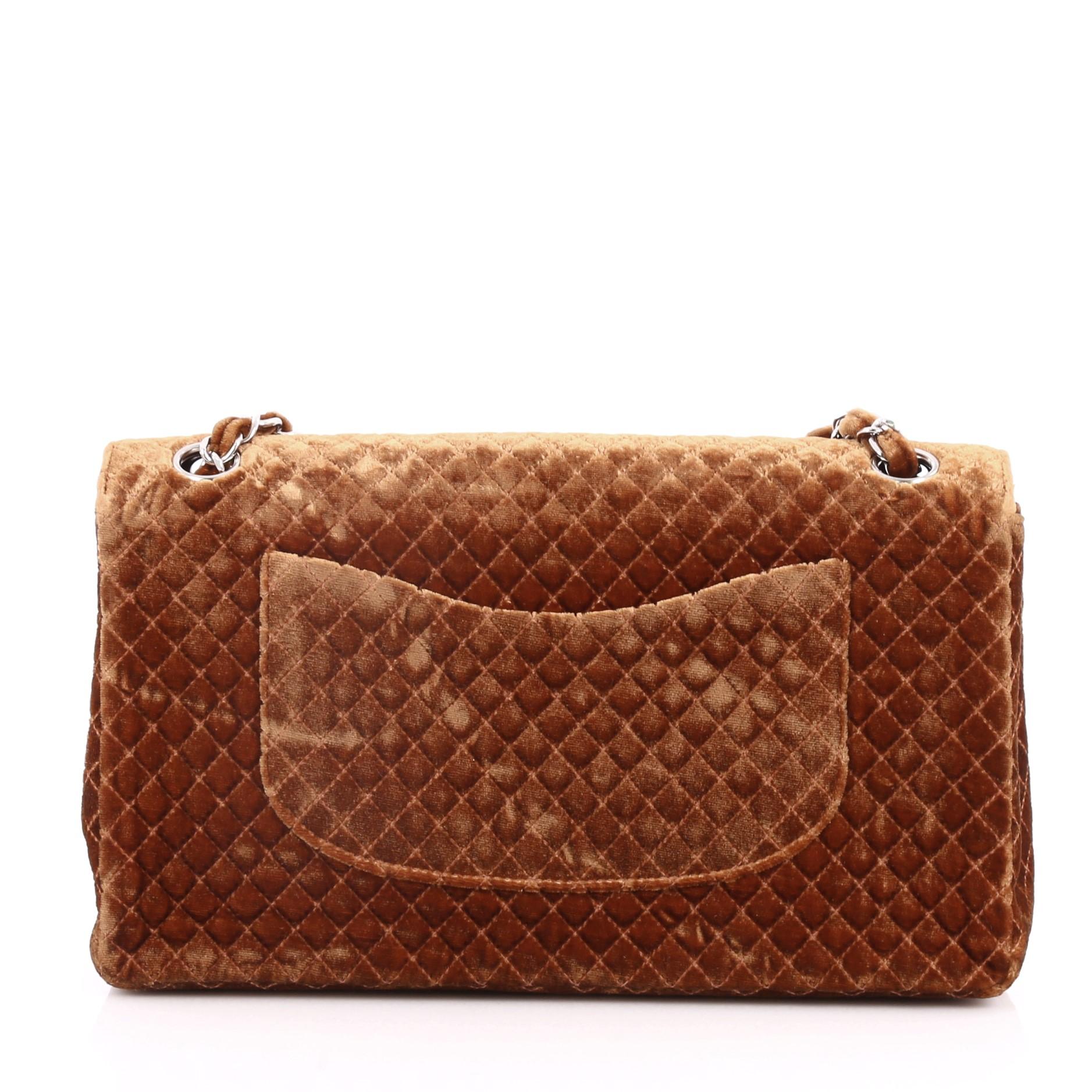 Brown Chanel Vintage Classic Single Flap Bag Micro Quilted Velvet Medium