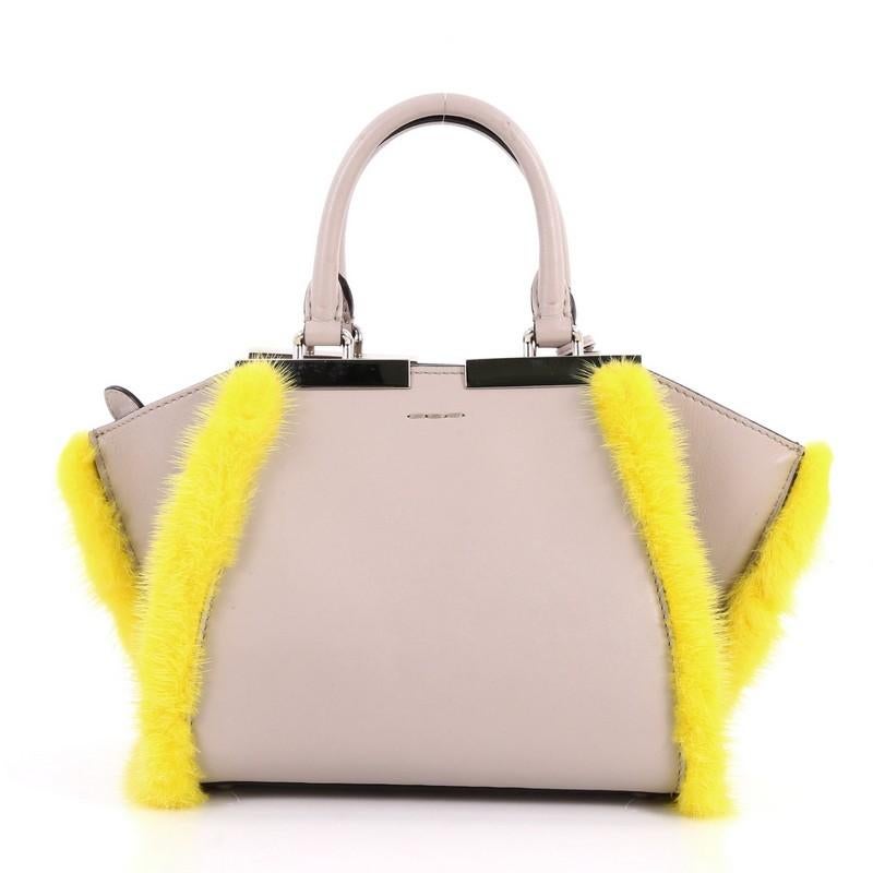 Beige Fendi 3Jours Handbag Leather with Fur Mini