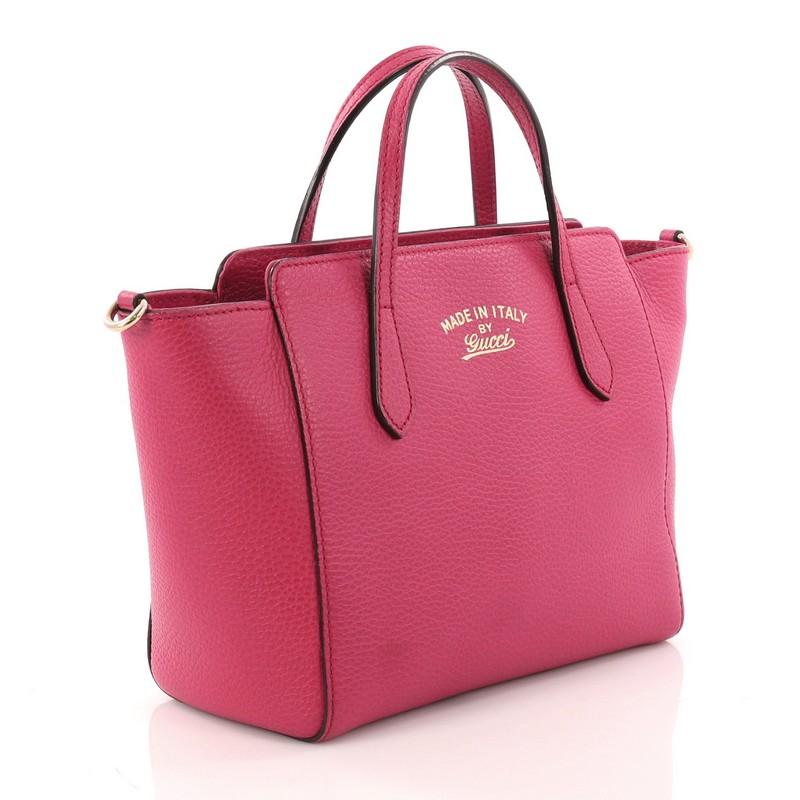 Pink Gucci Swing Crossbody Bag Pebbled Leather Mini 