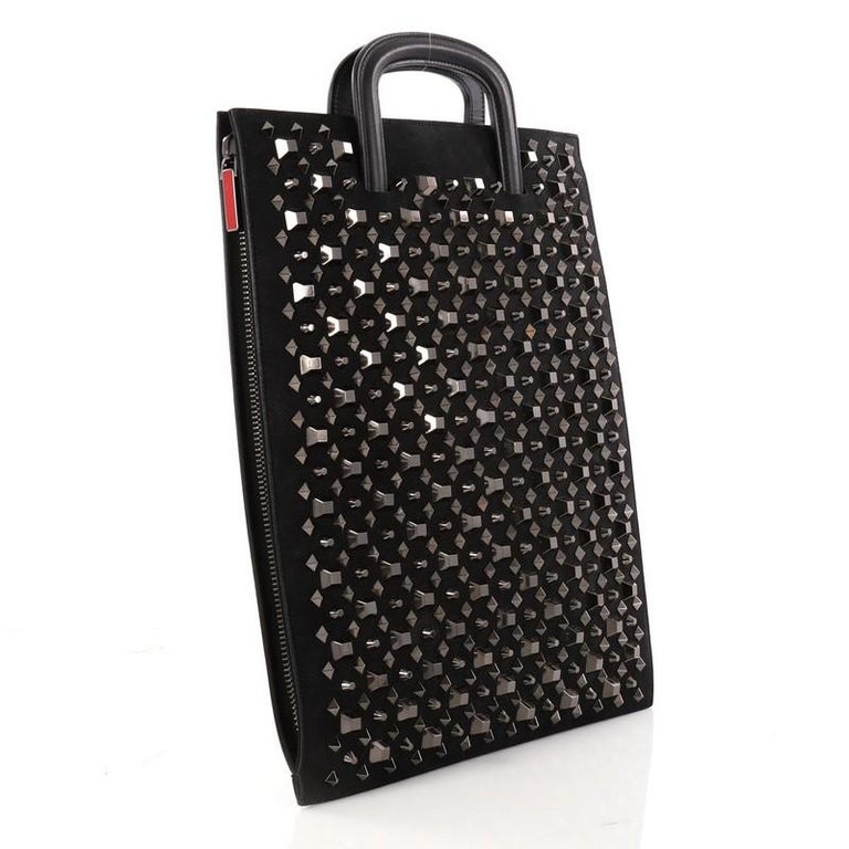 Christian Louboutin Trictrac Portfolio Bag Leather and Spiked Leather