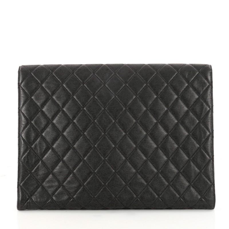 Chanel Flap Portfolio Clutch Quilted Calfskin Large In Good Condition In NY, NY