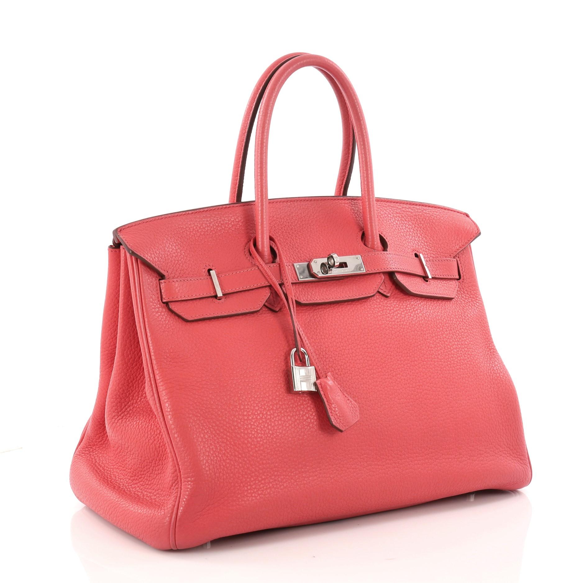 Pink  Hermes Birkin Handbag Bougainvillea Clemence with Palladium Hardware 35
