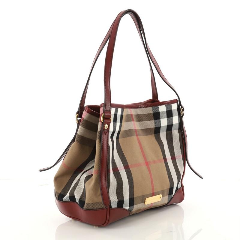 Brown Burberry Canterbury Tote House Check Canvas Small