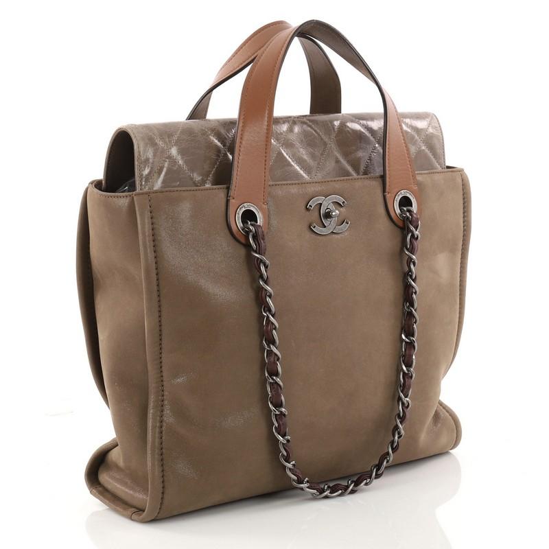 Brown Chanel In the Mix Portobello Soft Tote Quilted Iridescent Calfskin