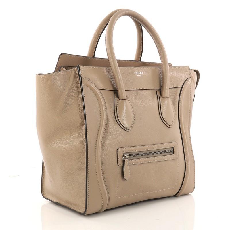 Brown Celine Luggage Handbag Grainy Leather Mini