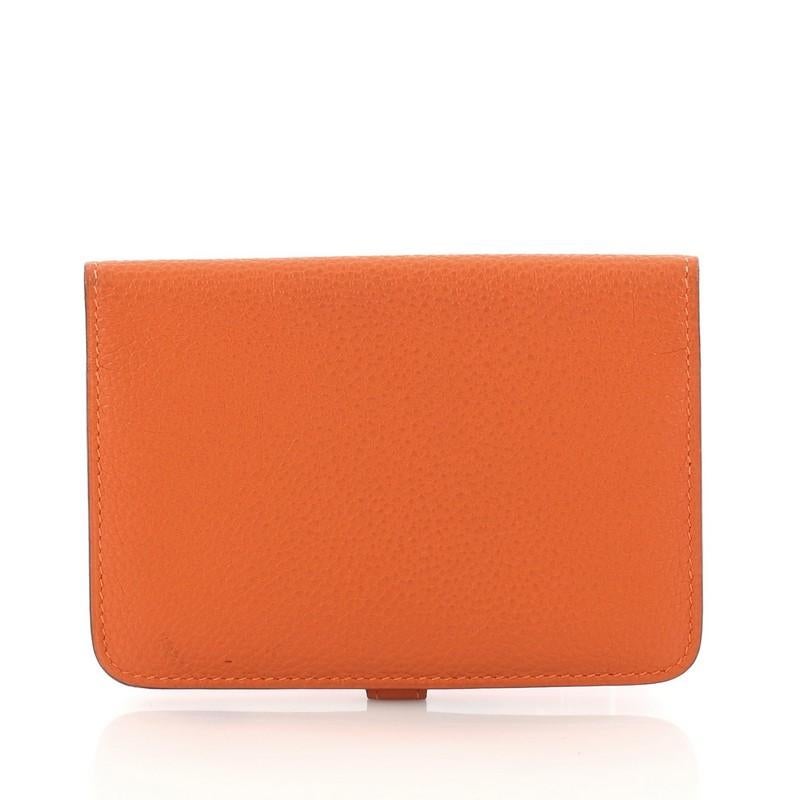 Orange Hermes Dogon Compact Wallet Leather