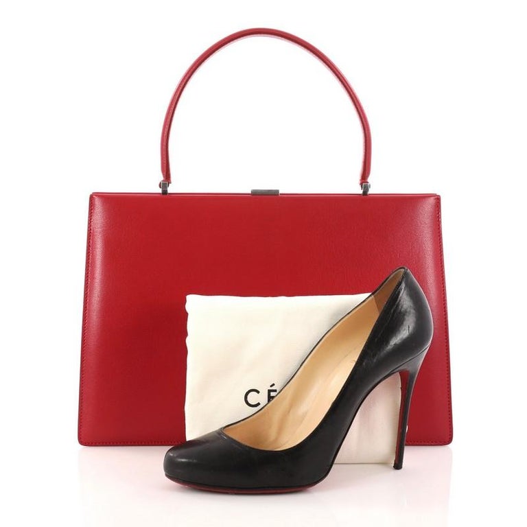 Celine Clasp Top Handle Bag Leather Medium at 1stDibs celine top