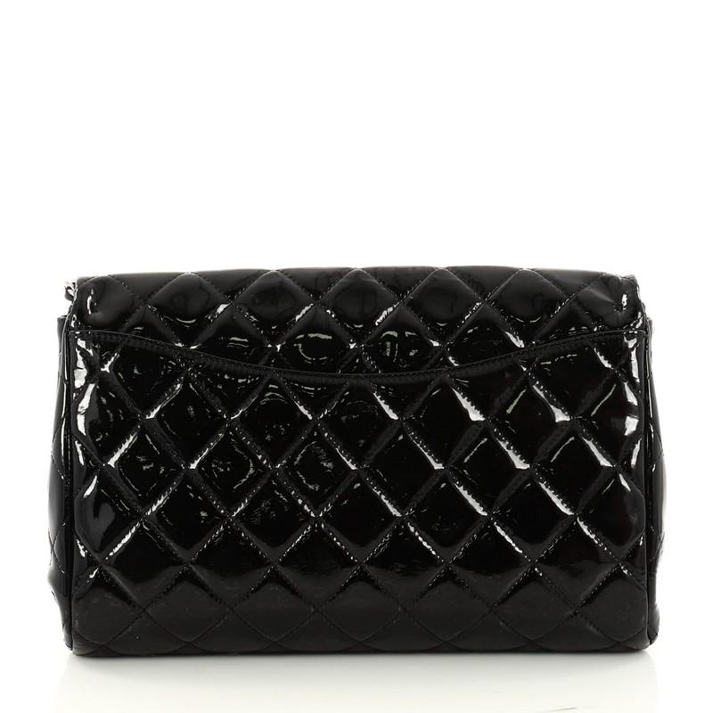 Chanel Clutch with Chain Quilted Patent In Good Condition In NY, NY