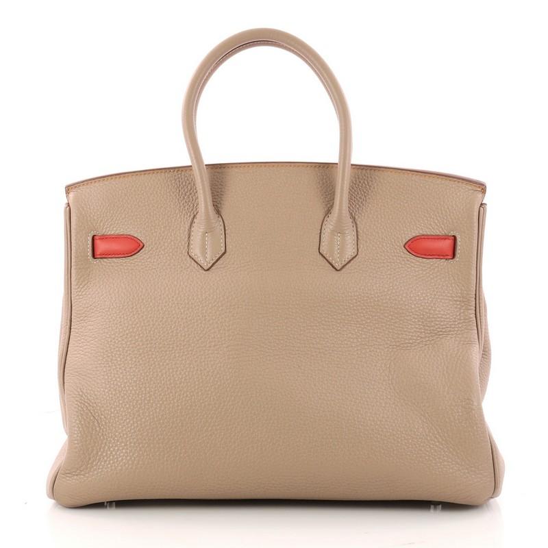 Hermes Birkin Handbag Tricolor Clemence & Swift w/ Brushed Palladium Hardware 35 In Good Condition In NY, NY