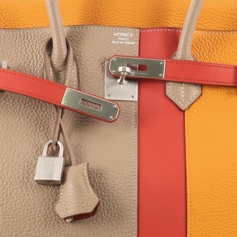 Hermes Birkin Handbag Tricolor Clemence & Swift w/ Brushed Palladium Hardware 35 1