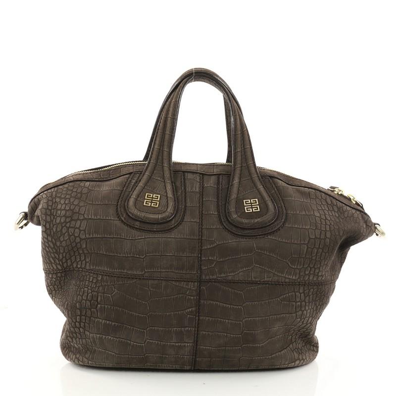 Givenchy Nightingale Satchel Crocodile Embossed Nubuck Small In Good Condition In NY, NY