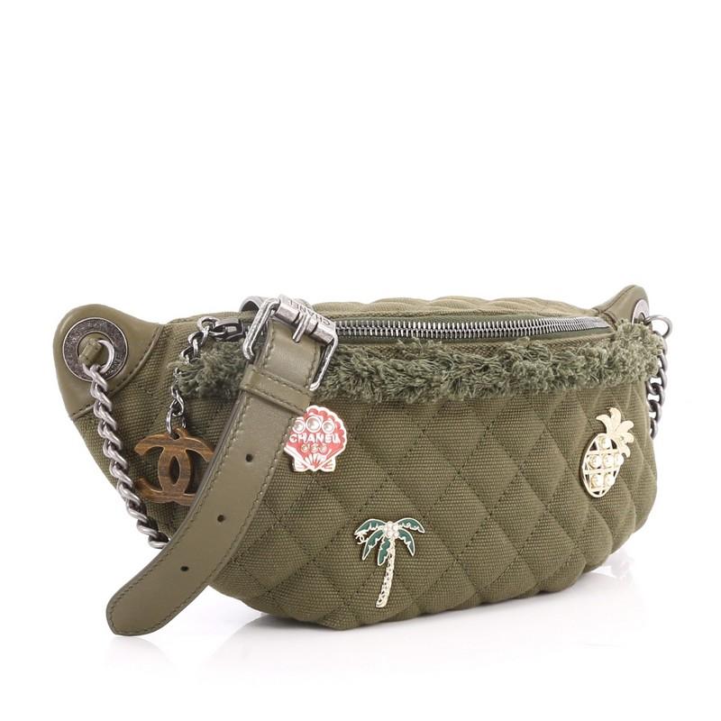 Gray Chanel Cuba Charms Waist Bag Quilted Canvas