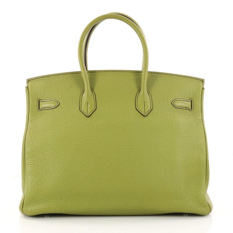Hermes Birkin Handbag Vert Anis Togo with Palladium Hardware 35 In Good Condition In NY, NY