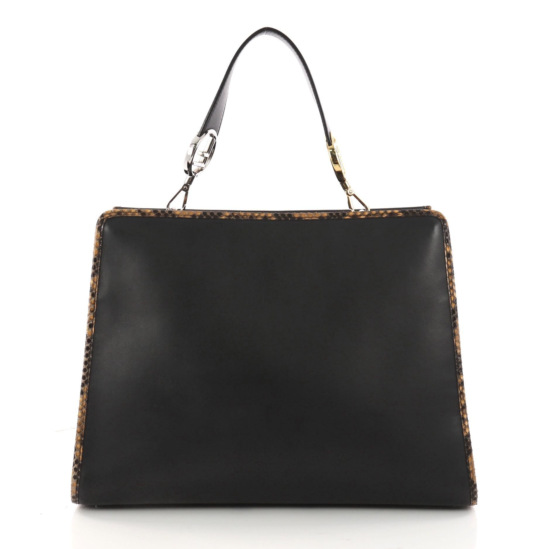 Fendi Runaway Handbag Leather and Python Medium In Good Condition In NY, NY