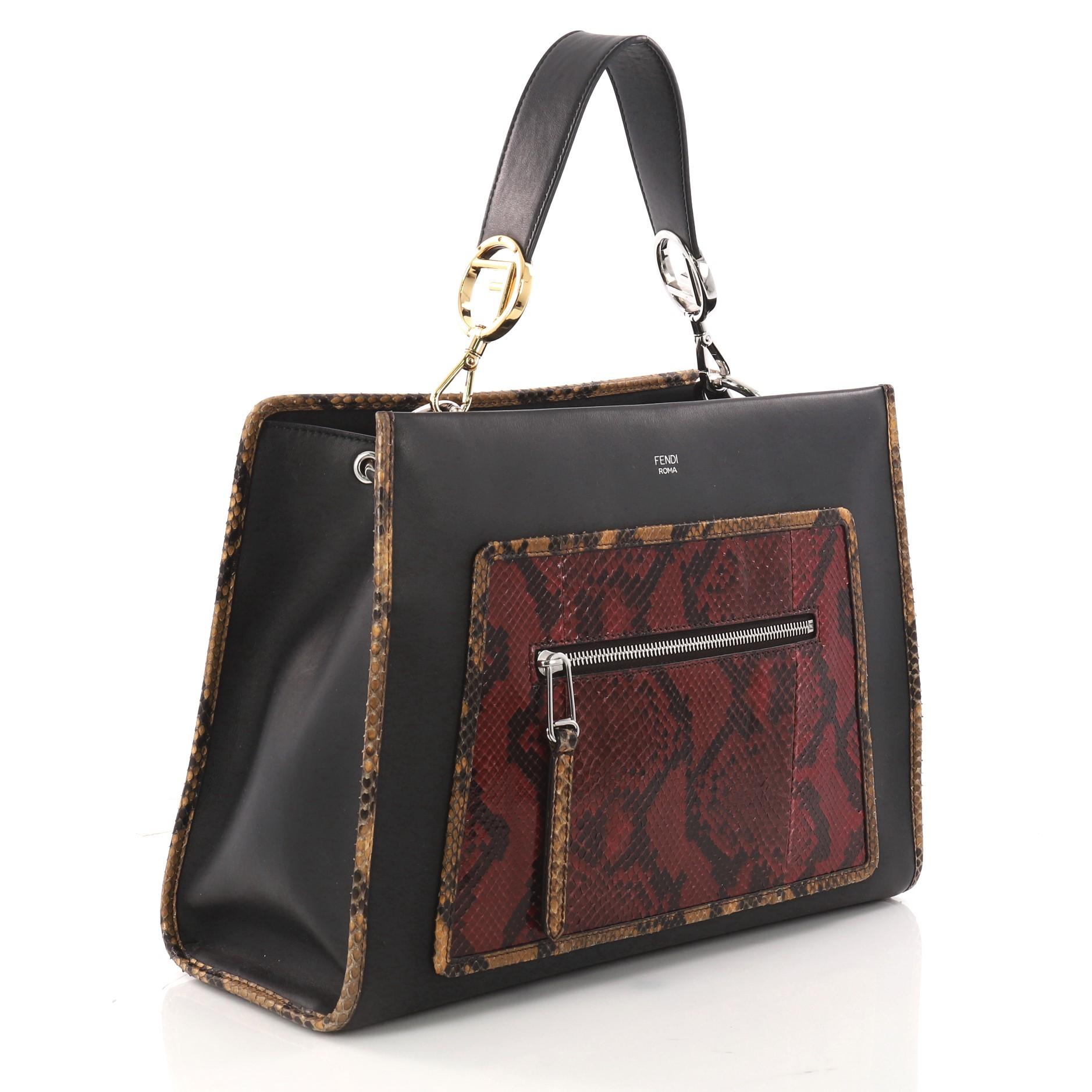 Black Fendi Runaway Handbag Leather and Python Medium