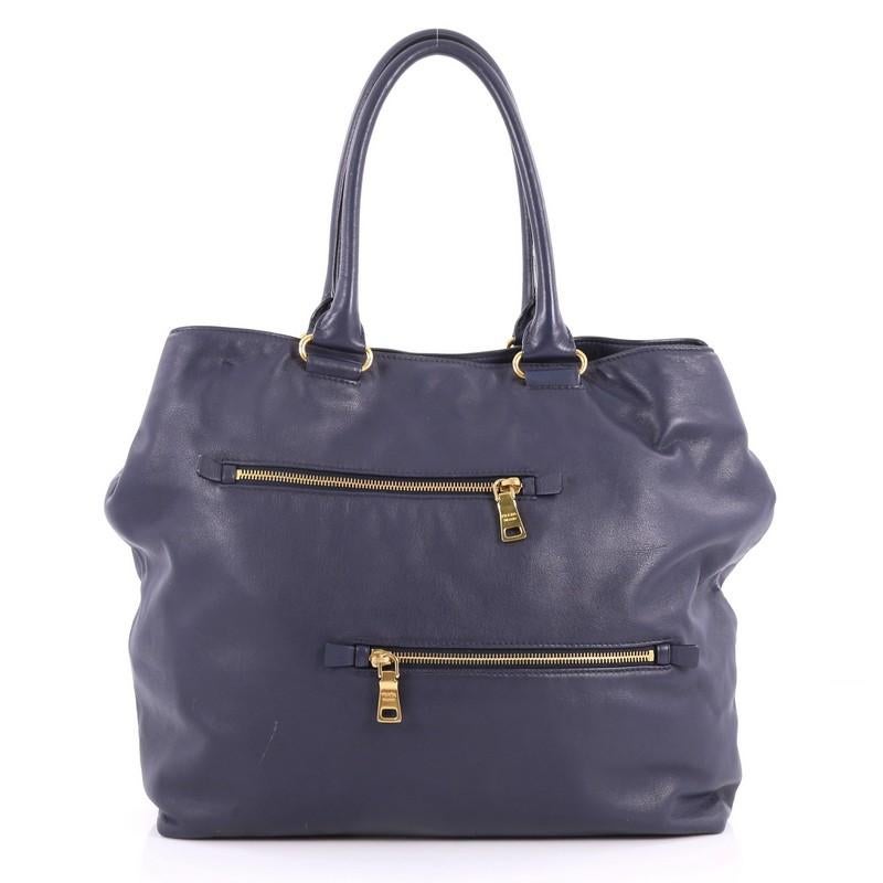 Prada Convertible Zipper Detail Tote Soft Calfskin Large In Good Condition In NY, NY