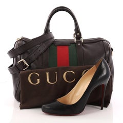 Gucci Vintage Web Boston Bag Leather Medium