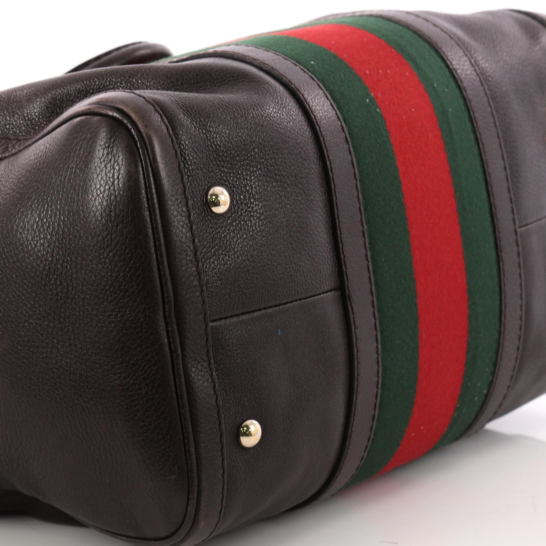 Gucci Vintage Web Boston Bag Leather Medium In Good Condition In NY, NY