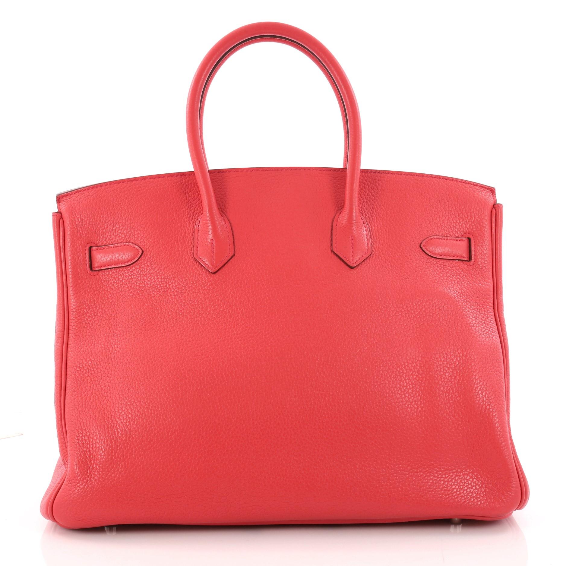 Hermes Birkin Handbag Rose Jaipur Clemence with Palladium Hardware 35 In Good Condition In NY, NY
