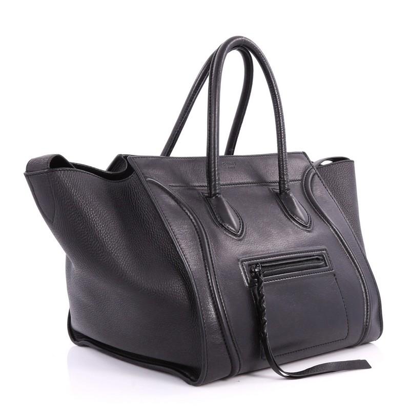Black Celine Phantom Handbag Grainy Leather Medium
